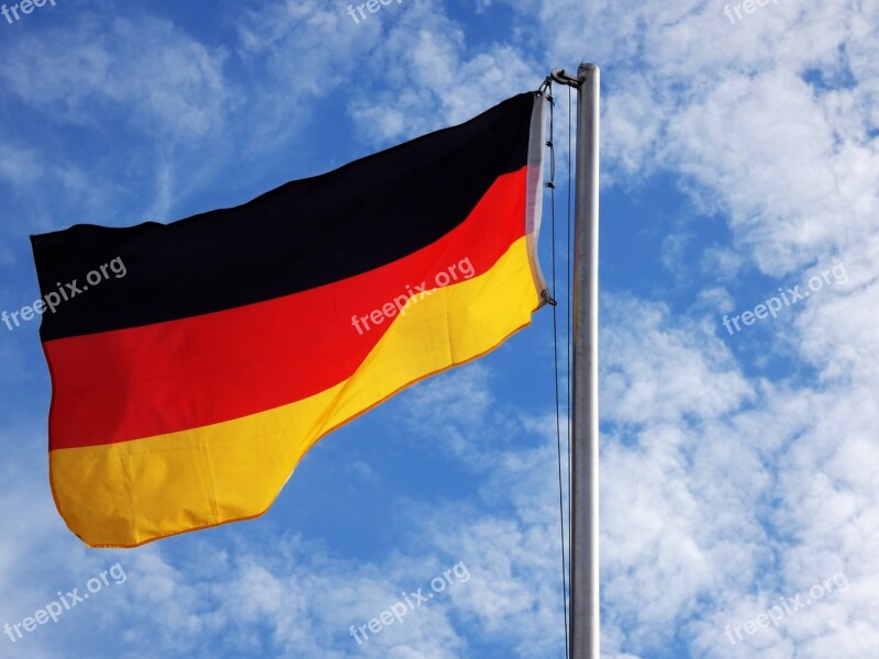 Germany Flag Black Red Gold National Colours Flagpole