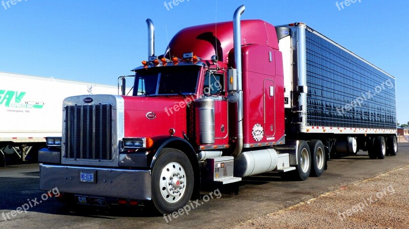 Truck Transport American Parking Red