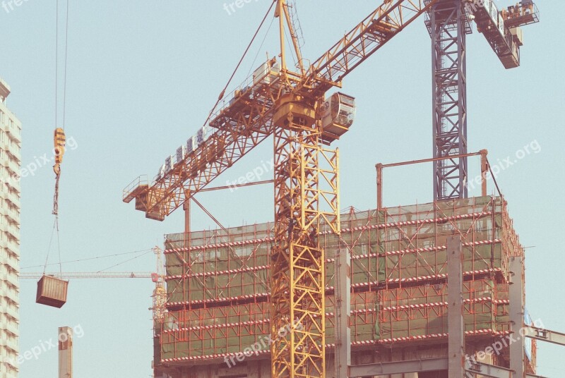 Construction Site Crane W Site Building