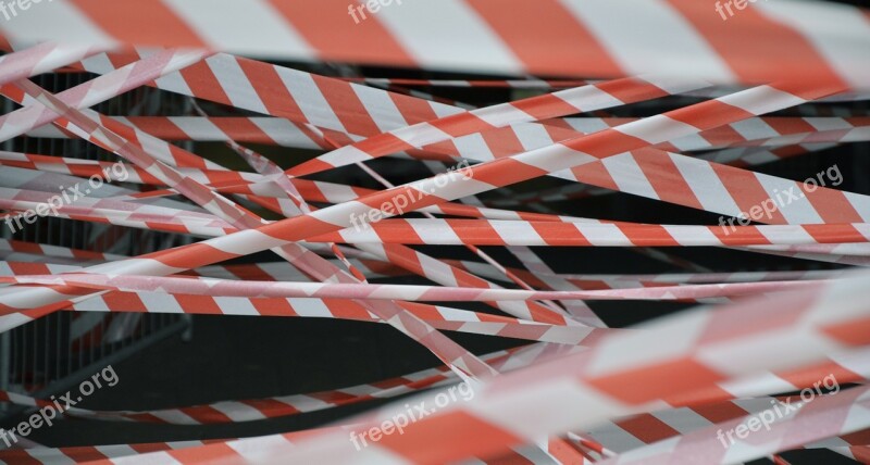 Tape Warning Red White Barrier