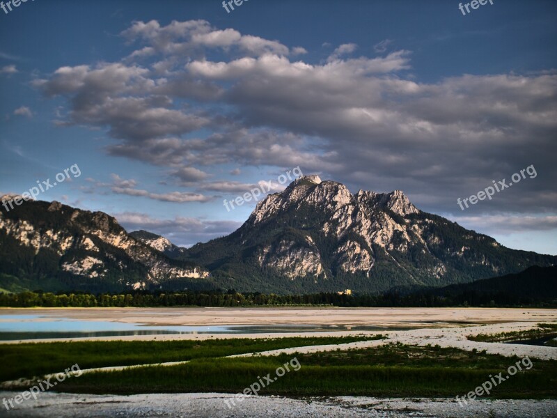 Dry Lake Mountain Dry Clouds Sky