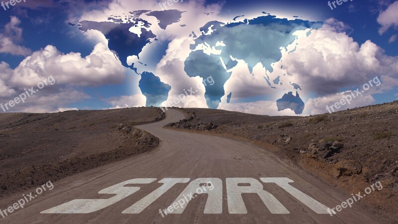 Road Start World Continents Globalization