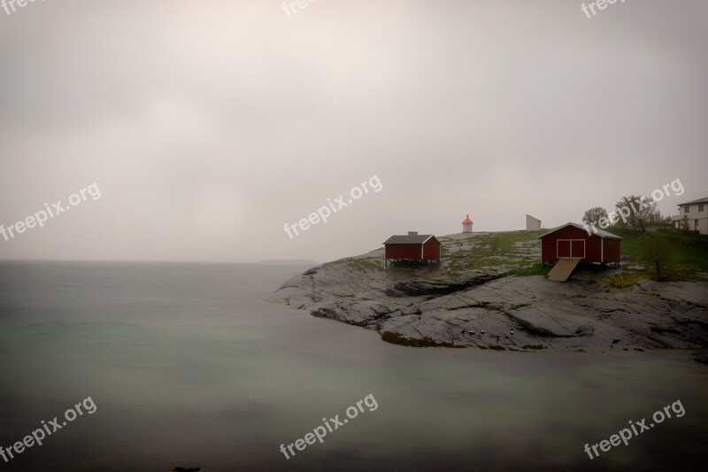 Norway Lofoten Landscape Clouds Water