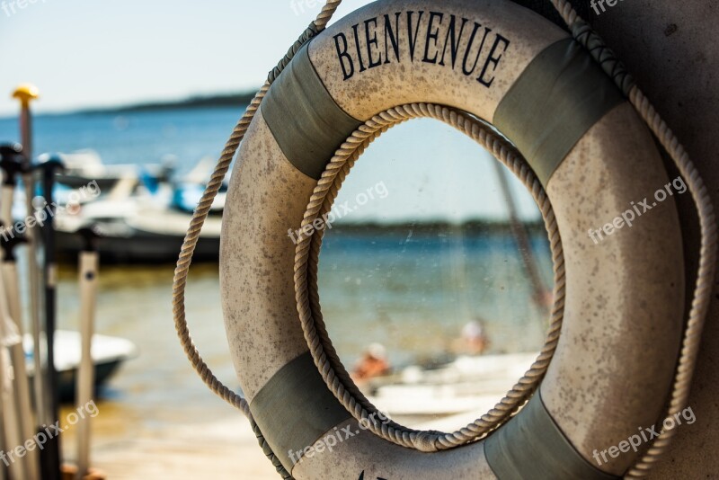 Welcome Lifebelt Beach South Of France Sea