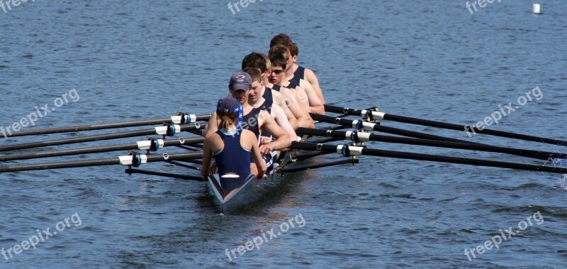 Rowing Scullers Oars Lake Boat