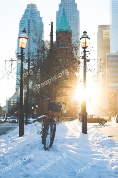 Toronto Bike Flatiron Street Snow