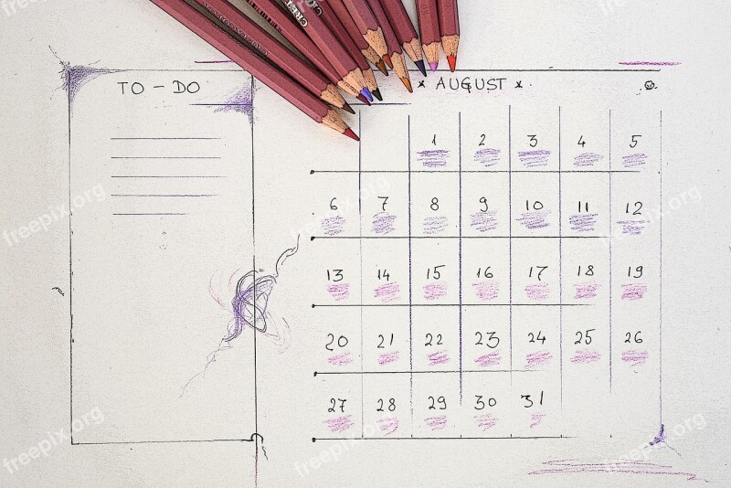 August Calendar Planner Plan Vacation