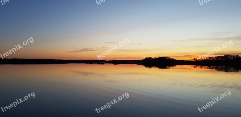 Lake West Sun Evening Water