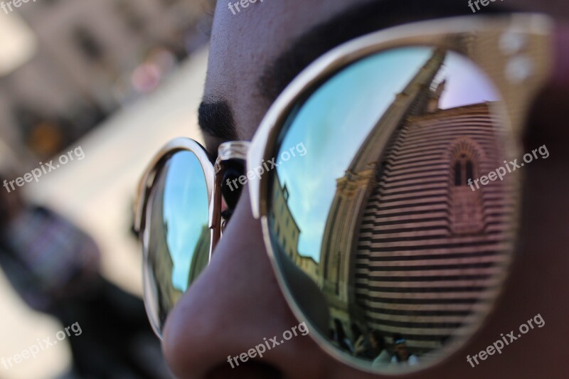 Glasses Girl Monument Reflection Eyes