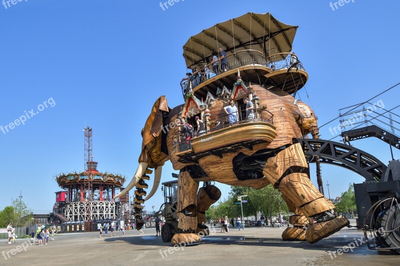 Elephant Giant Mechanics Wood Steel