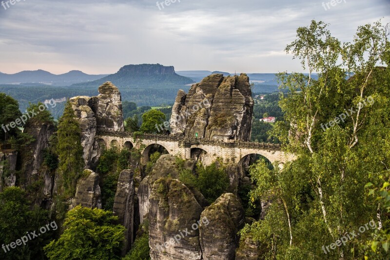 Saxony Saxon Switzerland Elbe Sandstone Mountains Bastei