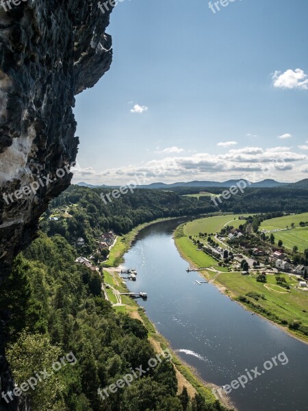 Saxony Saxon Switzerland Elbe Sandstone Mountains Bastei