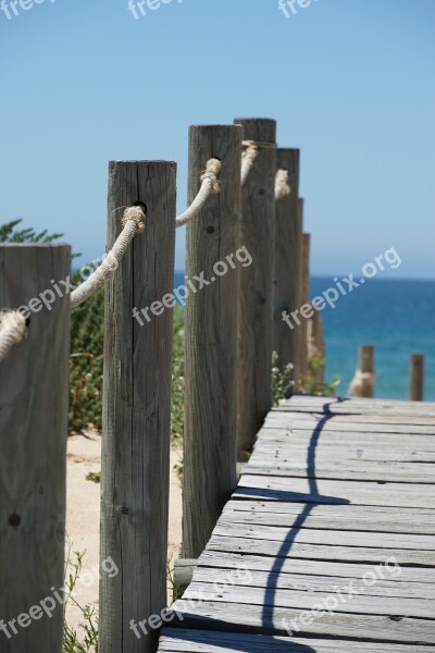 Wooden Track Away Sea Wood Planks Boardwalk