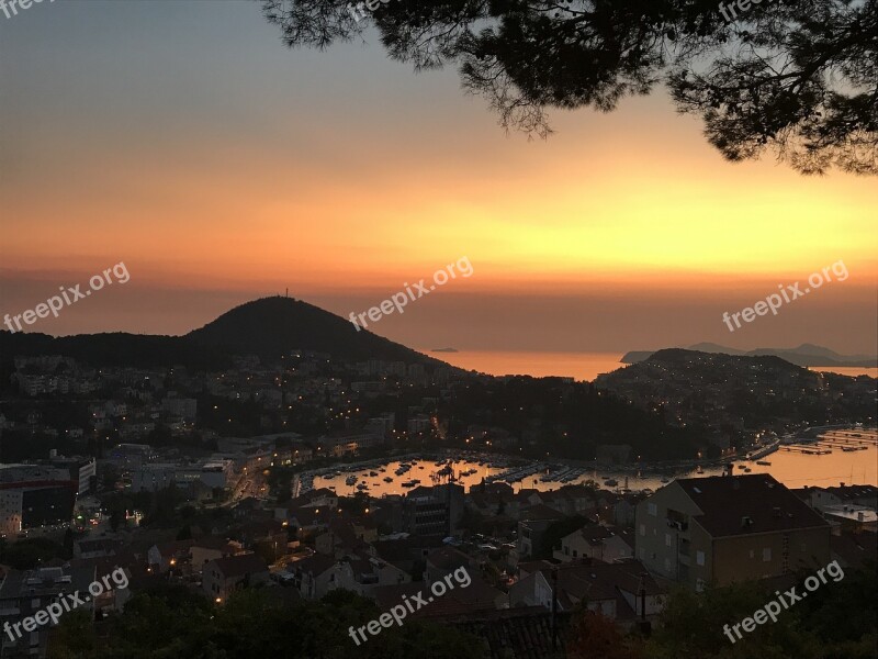 Sunset Croatia Dubrovnik Sea Travel