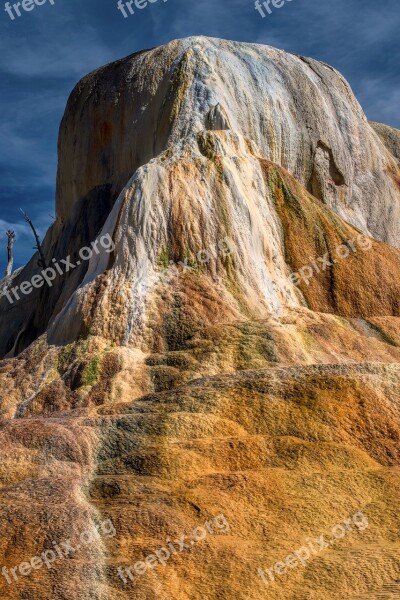 Orange Mound Yellowstone National Park Hot Springs Landscape Thermal