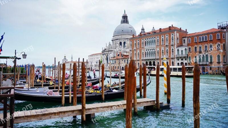 Channel Water Gondolas Architecture Venice