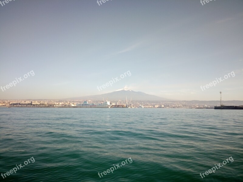 Sea Etna Landscape Volcano Sicily