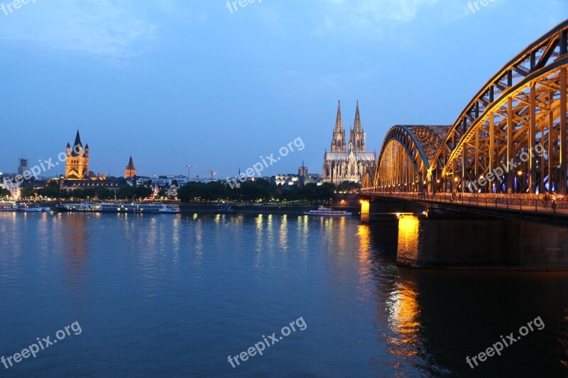 Cologne Cologne Cathedral Hohenzollern Bridge Skyline Saint Martin