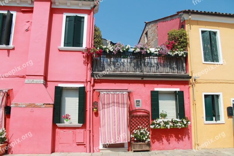 Colorful Houses Pink Orange Mediterranean