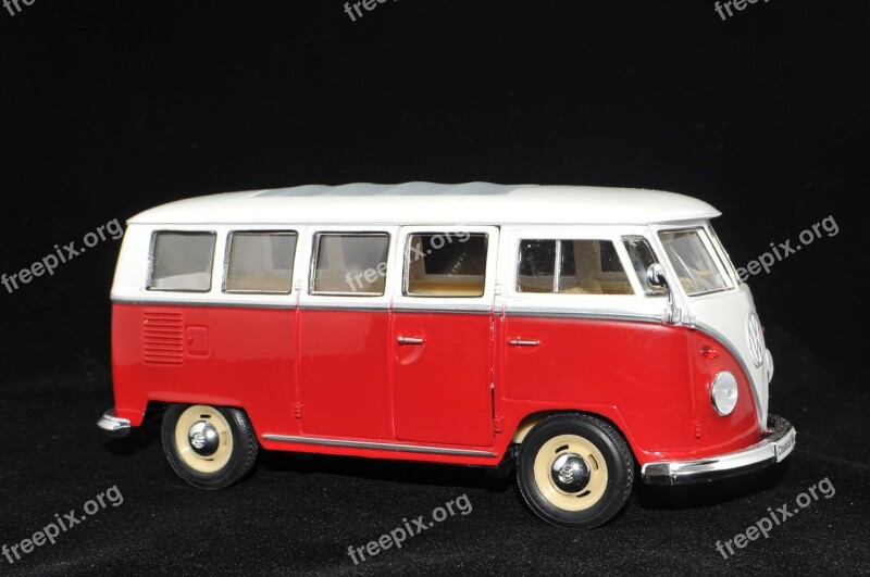 Volkswagen Microbus Toy Black Background Red