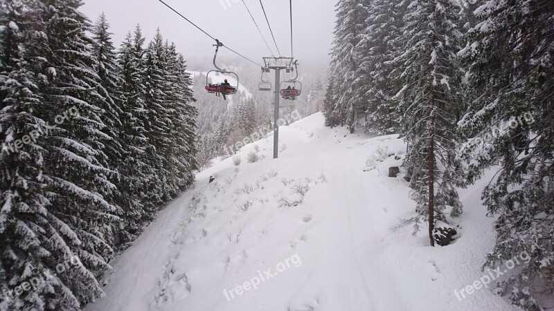 Ski Lift Mountains Winter Sport Ski Skiing