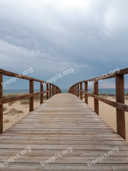 Beach Cloudy Walk Clouds Sea