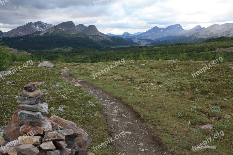 Trail Cairn Hiking Nature Landscape