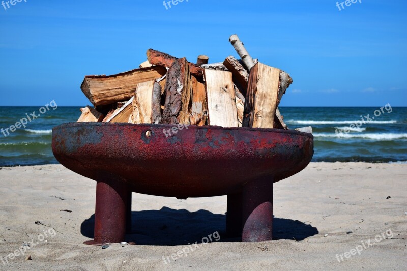 Fire Bowl Most Beach Baltic Sea Wood Strandbad