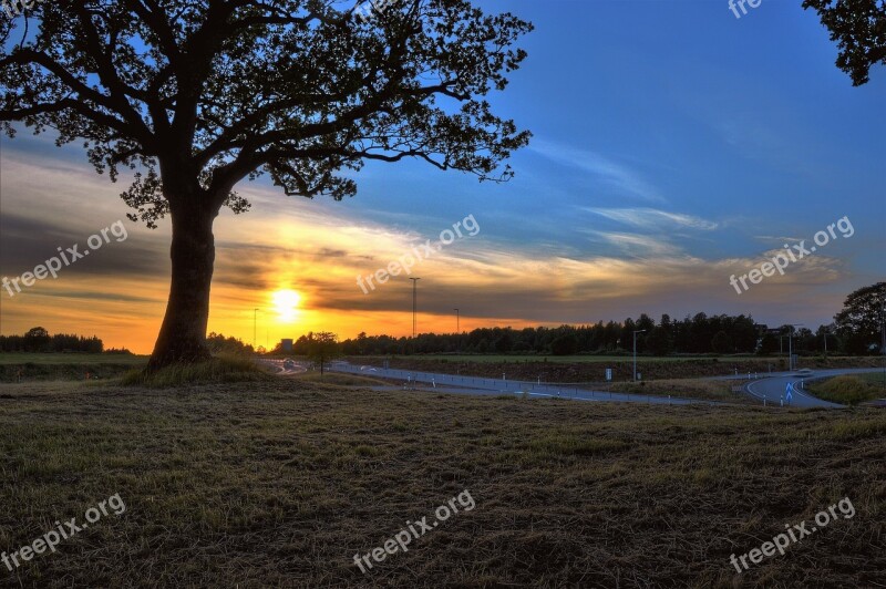 Värnamo Sweden Road Sunset Solar