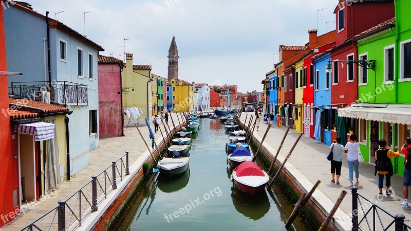 Channels Water Boats Cottages Colored Houses