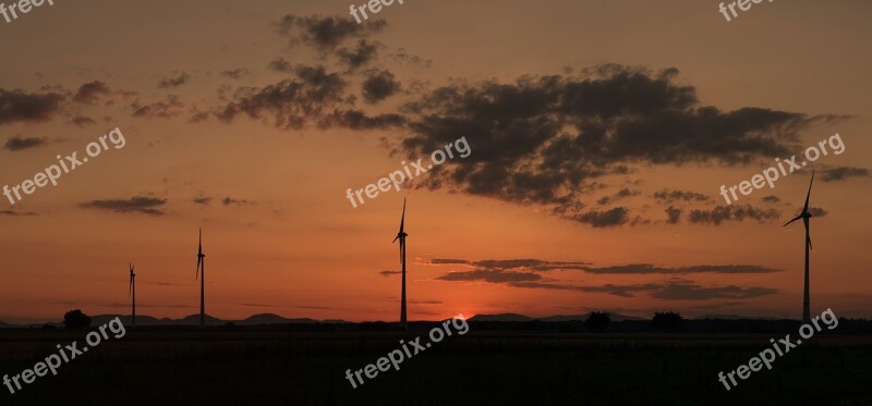 Sunset Windräder Wind Power Energy Environmental Technology