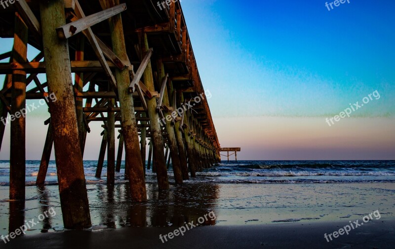 Water Sea Pier Wood Blue