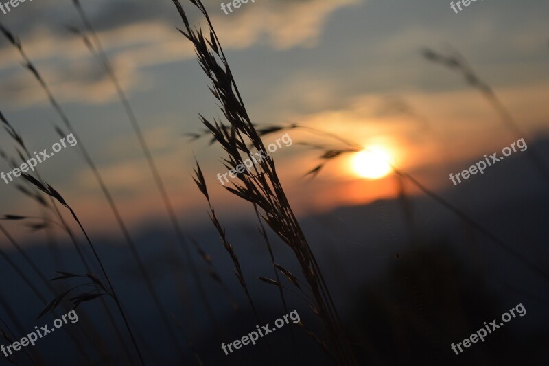 Sunset Sun Landscape Horizon Sunset Sun