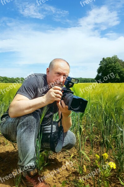 Photographer Camera Rye Wheat Field