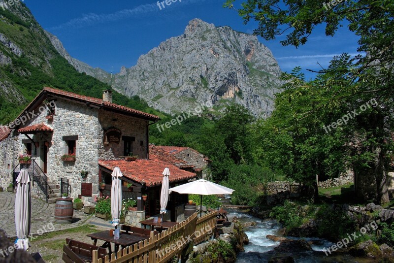 River Landscape Nature High Mountains Asturias