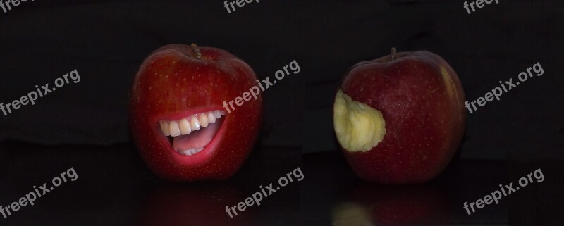 Apple Red Teeth Fruit Fruits