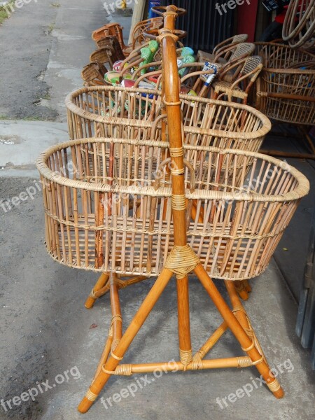 Rattan Baby Swing Wood Child Childhood