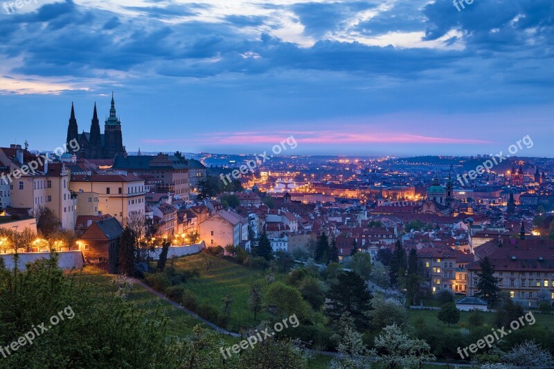 Czech Republic Prague Prague Castle City Night