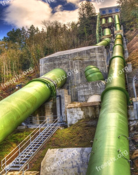 Power Plant Feed Pipes Dam Electrical Power Generator