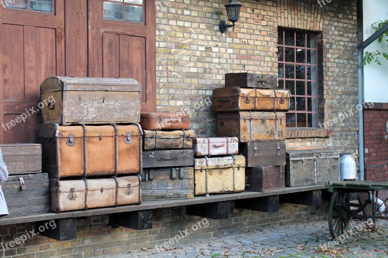 Burg Train Station Old Suitcase Collection Still Life Spreewald