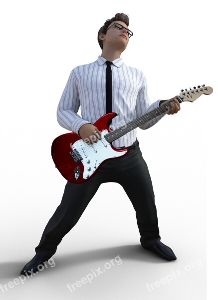 Guitarist Isolated Rocker Guitar Player Electric Guitar