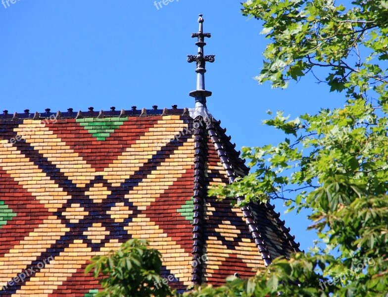 Roof Brick Colorful Burgundy France