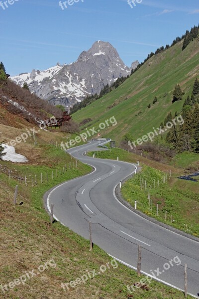 Mountains Road Motorcycle Tour Motorcycle Track Alpine