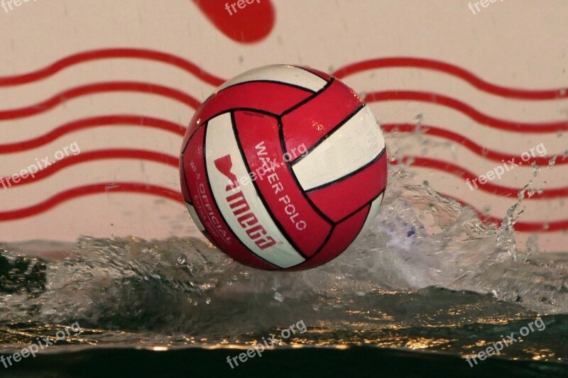 Water Polo Sport Ball Red White