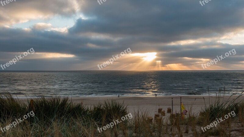 Beach Water Sea Sylt Clouds