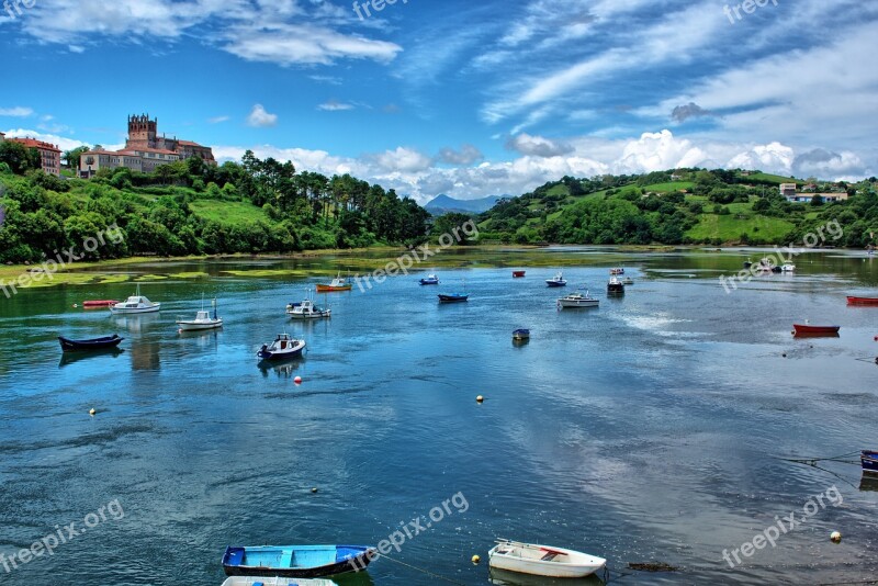 Nature Landscape Spain San Vicente Of La Barquera Fishing