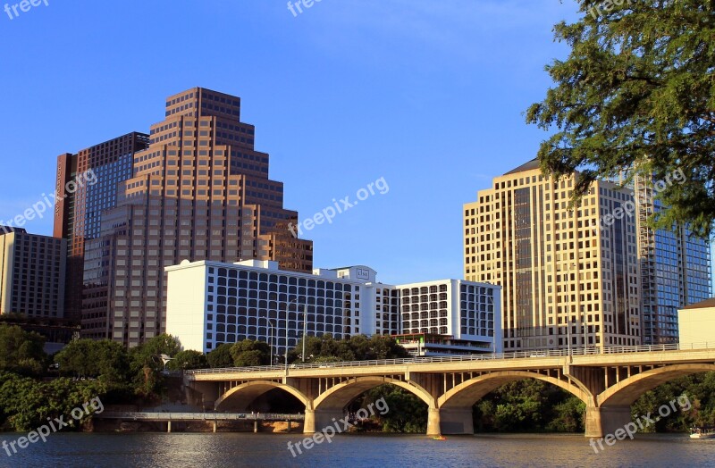 Austin Texas Skyline Bridge Lake