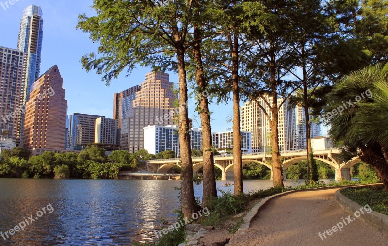 Austin Texas Lady Bird Lake Austin Skyline Congress Avenue Bridge