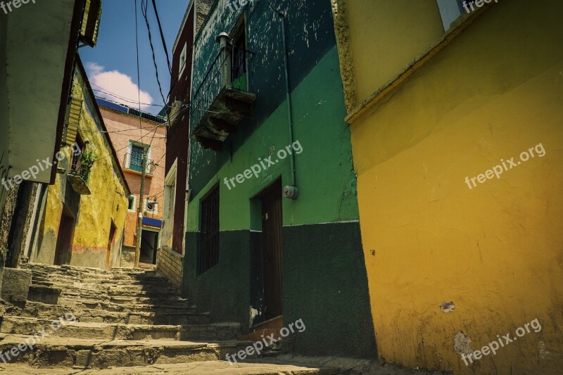 Mexico Guanajuato City Cityscape Colorful