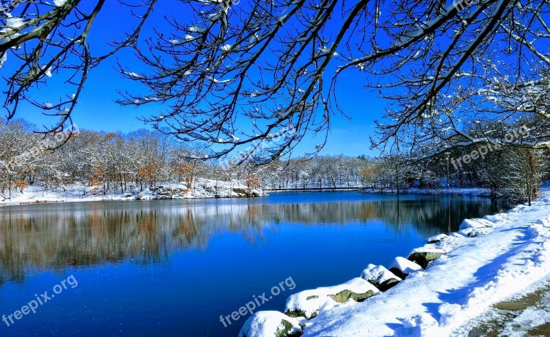 Winter Massachusetts Olmsted Fellsmere Pond